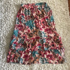 Kindom Skirt Pink Blue Floral Ruffle Size Medium